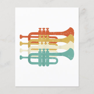 Prospectus 11,4 Cm X 14,2 Cm Vintage Marching Band Trumpet Player Retro Design 