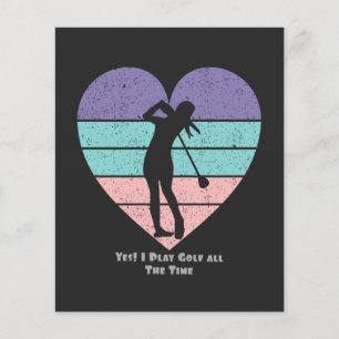 Prospectus 11,4 Cm X 14,2 Cm vintage oui je joue au golf tout le temps en disan