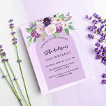 Prospectus 11,4 Cm X 14,2 Cm Violette fleurs violet budget anniversaire<br><div class="desc">Veuillez noter que cette invitation est sur papier de prospectus et très mince. Les enveloppes ne sont pas incluses. Pour des invitations plus épaisses (même conception), veuillez visiter notre magasin. Arrière - plan violet, lavande aquarellée et arche. Décoré de fleurs violettes et violettes aquarelles et verdure. Personnalisez et ajoutez votre...</div>