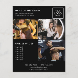 Prospectus 11,4 Cm X 14,2 Cm Visuel de marketing minimaliste noir pour salon de