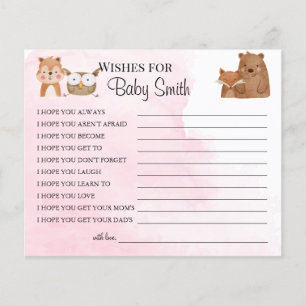 Prospectus 11,4 Cm X 14,2 Cm Voeux pour la nouvelle carte de baby shower bois B