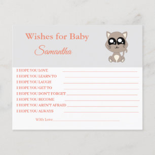 Prospectus 11,4 Cm X 14,2 Cm Voeux pour un bébé, Chat, Carte baby shower