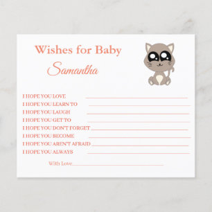 Prospectus 11,4 Cm X 14,2 Cm Voeux pour un bébé, Chat, Carte baby shower