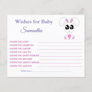 Prospectus 11,4 Cm X 14,2 Cm Voeux pour un bébé, Lapin, carte baby shower