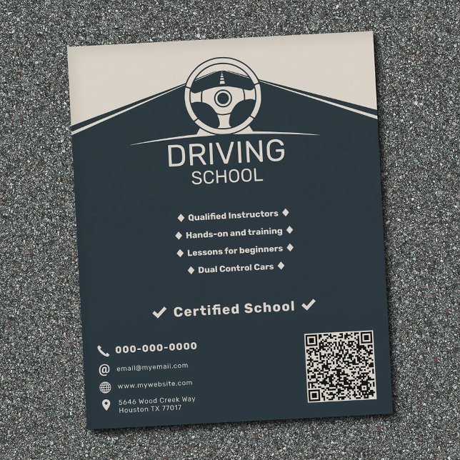 Prospectus 11,4 Cm X 14,2 Cm Volant - École de Conduite (Steering Wheel - Driving School Flyer)