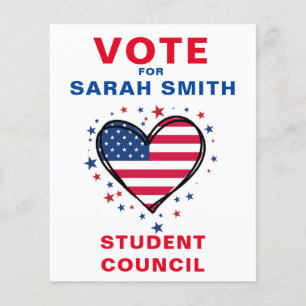 Prospectus 11,4 Cm X 14,2 Cm Votez pour le président de classe : HEART