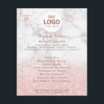 Prospectus 11,4 Cm X 14,2 Cm votre logo sur marbre rose et faux parties scintil<br><div class="desc">salon de beauté professionnel maquillage artiste flyer</div>