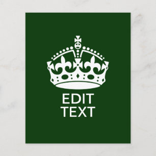 Prospectus 11,4 Cm X 14,2 Cm Votre texte GARDEZ CALME CROWN sur Green Personnal