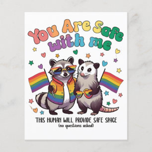 Prospectus 11,4 Cm X 14,2 Cm Vous êtes en sécurité avec moi LGBT Raccoon Animal
