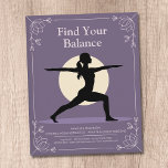 Prospectus 11,4 Cm X 14,2 Cm Warrior Pose - Yoga Instructor with Lotus Flowers<br><div class="desc">A modern yoga instructor flyer design featuring a silhouette of a serene woman in a graceful warrior pose (Virabhadrasana Two) against a pale yellow sun, all on a soft lavender background. Delicate lotus flower illustrations frame the edges. Perfect for activities such as yoga instructor or teacher, meditation, relaxation or wellness...</div>