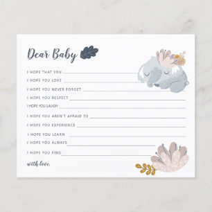 Prospectus 11,4 Cm X 14,2 Cm Whimiscal Elephant fleurs souhaits pour bébé vacan