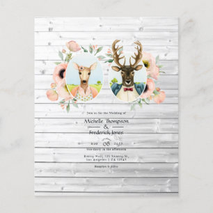 Prospectus 11,4 Cm X 14,2 Cm Whimsical Rustic Woodland Forest Deer Wedding