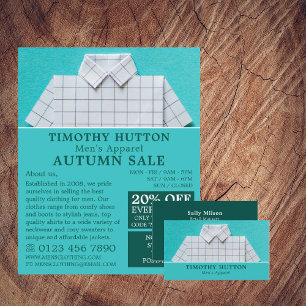 Prospectus 11,4 Cm X 14,2 Cm White Shirt, Men's Clothing Store Advertising