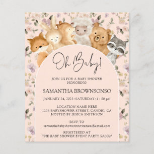 Prospectus 11,4 Cm X 14,2 Cm Wild Animals Forest Animals Oh Baby Shower