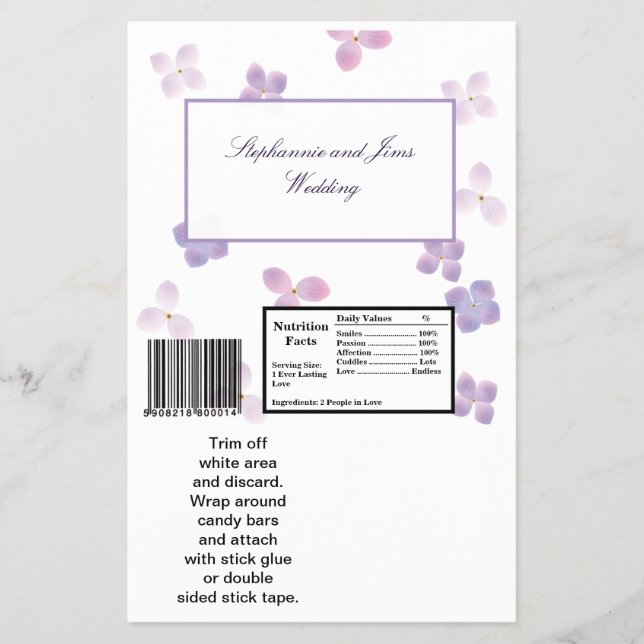Prospectus 14 Cm X 21,6 Cm 2 Hershey's Grand Barre Wrapper violet Hydrangea (Devant)