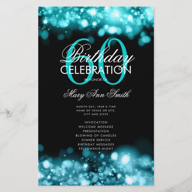Prospectus 14 Cm X 21,6 Cm 60e anniversaire Programme Glam Lights Menu Turquo (Devant)