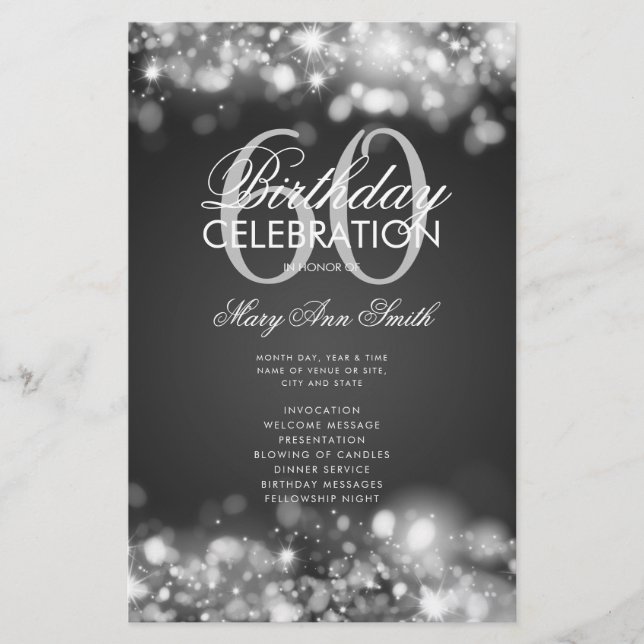 Prospectus 14 Cm X 21,6 Cm 60e anniversaire Programme Glam Lights Silver Menu (Devant)