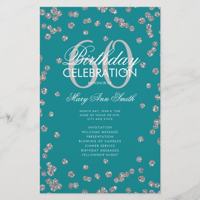 Prospectus 14 Cm X 21,6 Cm 60e Anniversaire Programme Parties scintillant d'a (Devant)