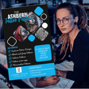 Prospectus 14 Cm X 21,6 Cm Affiche de Salon de Tatouage - Noir bleu personnal