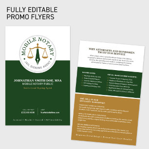 Prospectus 14 Cm X 21,6 Cm Agent notaire public mobile signature or vert