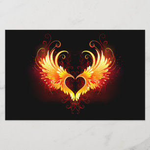 Prospectus 14 Cm X 21,6 Cm Angel Fire Heart with Wings