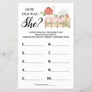 Prospectus 14 Cm X 21,6 Cm Animaux de ferme Quel âge avait-elle Carte Baby sh