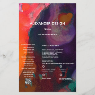 Prospectus 14 Cm X 21,6 Cm Aquarelle Abstraite orange violet, Services