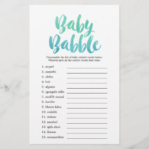 Prospectus 14 Cm X 21,6 Cm Aquarelle calligraphie Baby Babble Game