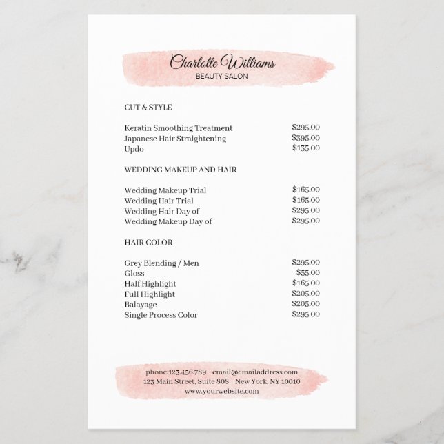 Prospectus 14 Cm X 21,6 Cm Aquarelle simple rose (Devant)