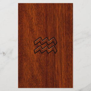 Prospectus 14 Cm X 21,6 Cm Aquarius Zodiac Sign Mahogany Style