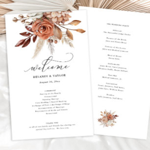 Prospectus 14 Cm X 21,6 Cm Automne Rustique Floral Mariage Papier Progam