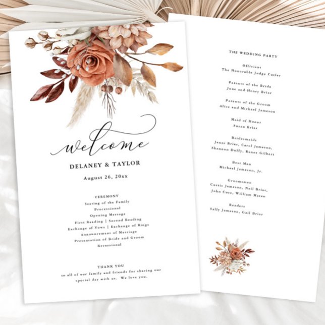 Prospectus 14 Cm X 21,6 Cm Automne Rustique Floral Mariage Papier Progam (A budget friendly beautiful program for your fall event.)