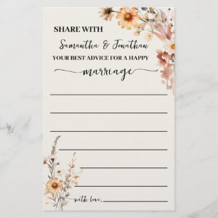 Prospectus 14 Cm X 21,6 Cm Avis des Fleurs sauvages d'automne pour une carte