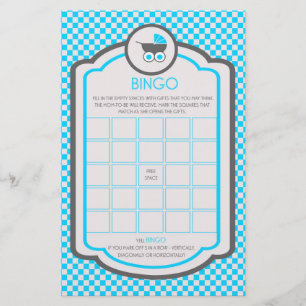 Prospectus 14 Cm X 21,6 Cm Baby Blue Cradle Baby shower Bingo Jeu