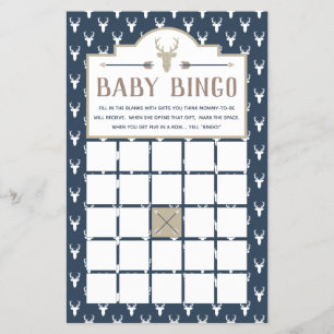 Prospectus 14 Cm X 21,6 Cm Baby shower Bingo, Baby shower de cerfs