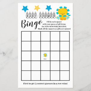 Prospectus 14 Cm X 21,6 Cm Baby shower Bingo Colorée Lion Game Card