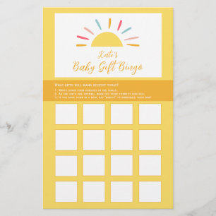 Prospectus 14 Cm X 21,6 Cm Baby shower Bingo feuille de jeu, Sunshine Miracle