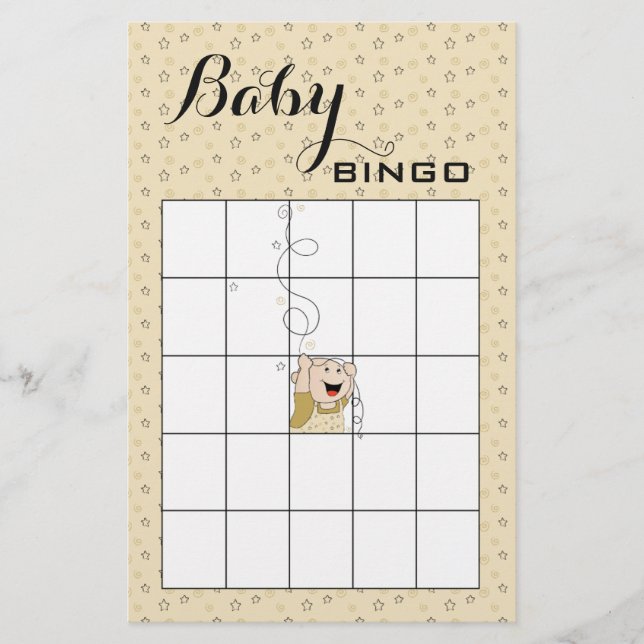 Prospectus 14 Cm X 21,6 Cm Baby shower BINGO Gold Black Stars Baby (Devant)
