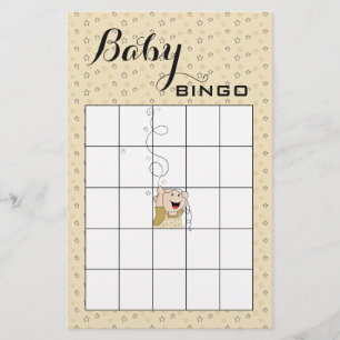 Prospectus 14 Cm X 21,6 Cm Baby Shower BINGO Or Noir Étoiles Bébé