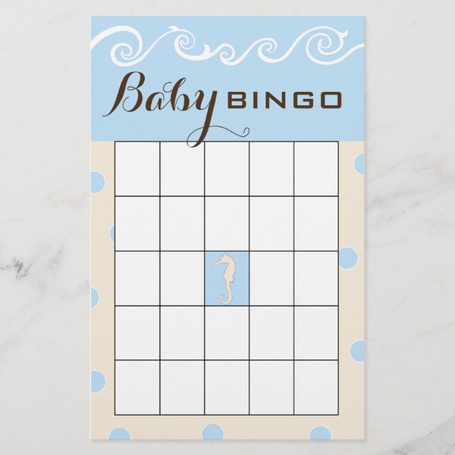 Prospectus 14 Cm X 21,6 Cm Baby shower BINGO Sea Mobile Cream/Bleu (Devant)