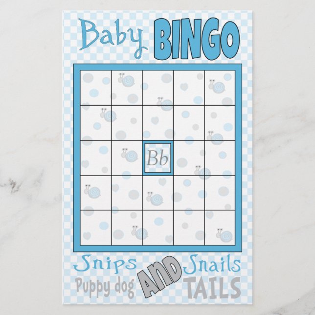 Prospectus 14 Cm X 21,6 Cm Baby shower BINGO "Snips and Snails" (Devant)
