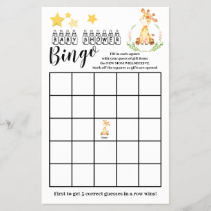 Prospectus 14 Cm X 21,6 Cm Baby shower Bingo Sweet Giraffe Carte de jeu