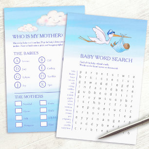 Prospectus 14 Cm X 21,6 Cm Baby shower bleu mot recherche baby match jeu