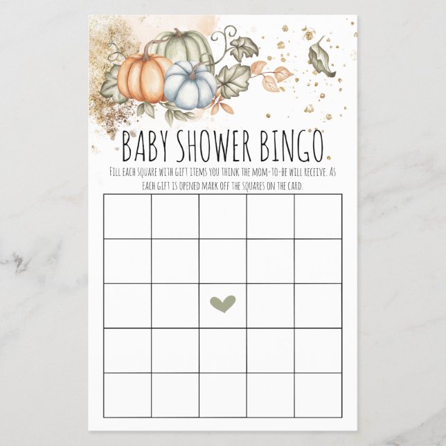 Prospectus 14 Cm X 21,6 Cm Baby shower citrouille - Carte de Bingo (Devant)