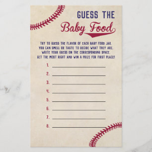 Prospectus 14 Cm X 21,6 Cm Baby shower de baseball Guess the Baby Food Game