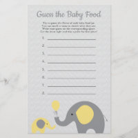 Baby shower Eléphant Jaune Guess Baby Food Game