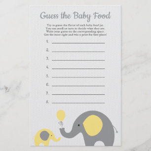 Prospectus 14 Cm X 21,6 Cm Baby shower Eléphant Jaune Guess Baby Food Game