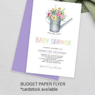 Prospectus 14 Cm X 21,6 Cm Baby shower floral coloré d'aquarelle invitation
