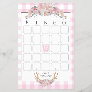 Prospectus 14 Cm X 21,6 Cm Baby shower Games Bingo BOHO Baby shower rose