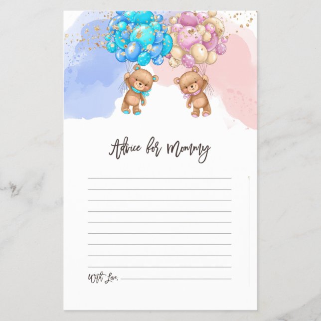 Prospectus 14 Cm X 21,6 Cm Ballons d'ours Baby shower Conseils Carte Flyer (Devant)